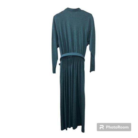 VTG Chofflet Prestige Paris Womens Green Mink Wool Blend Maxi Dress w Belt Sz 9 - Picture 2 of 14